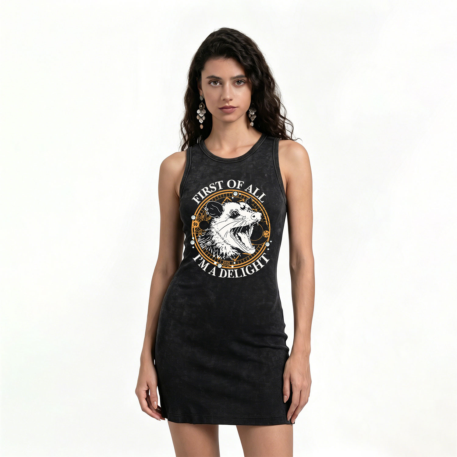 Purplehecate First Of All I Am A Delightful Angry Opossum Vintage Bodycon Tank Dress