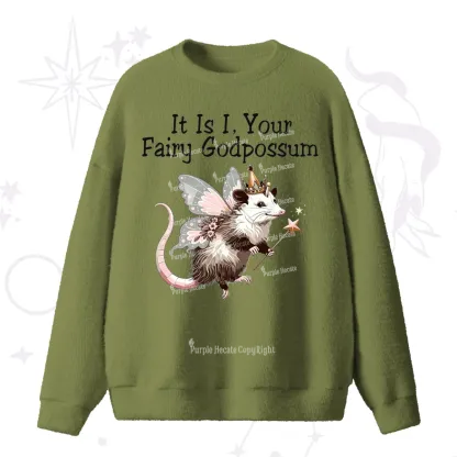 Purplehecate It Is I Your Fairy Godpossum Fuzzy Ugly Sweater