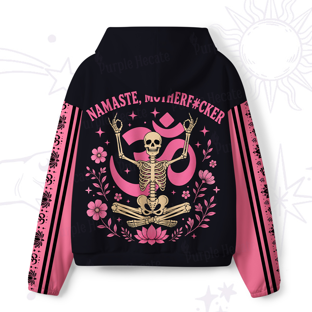 Purplehecate Namaste Motherf*cker Skeleton All-Over Print Hoodie