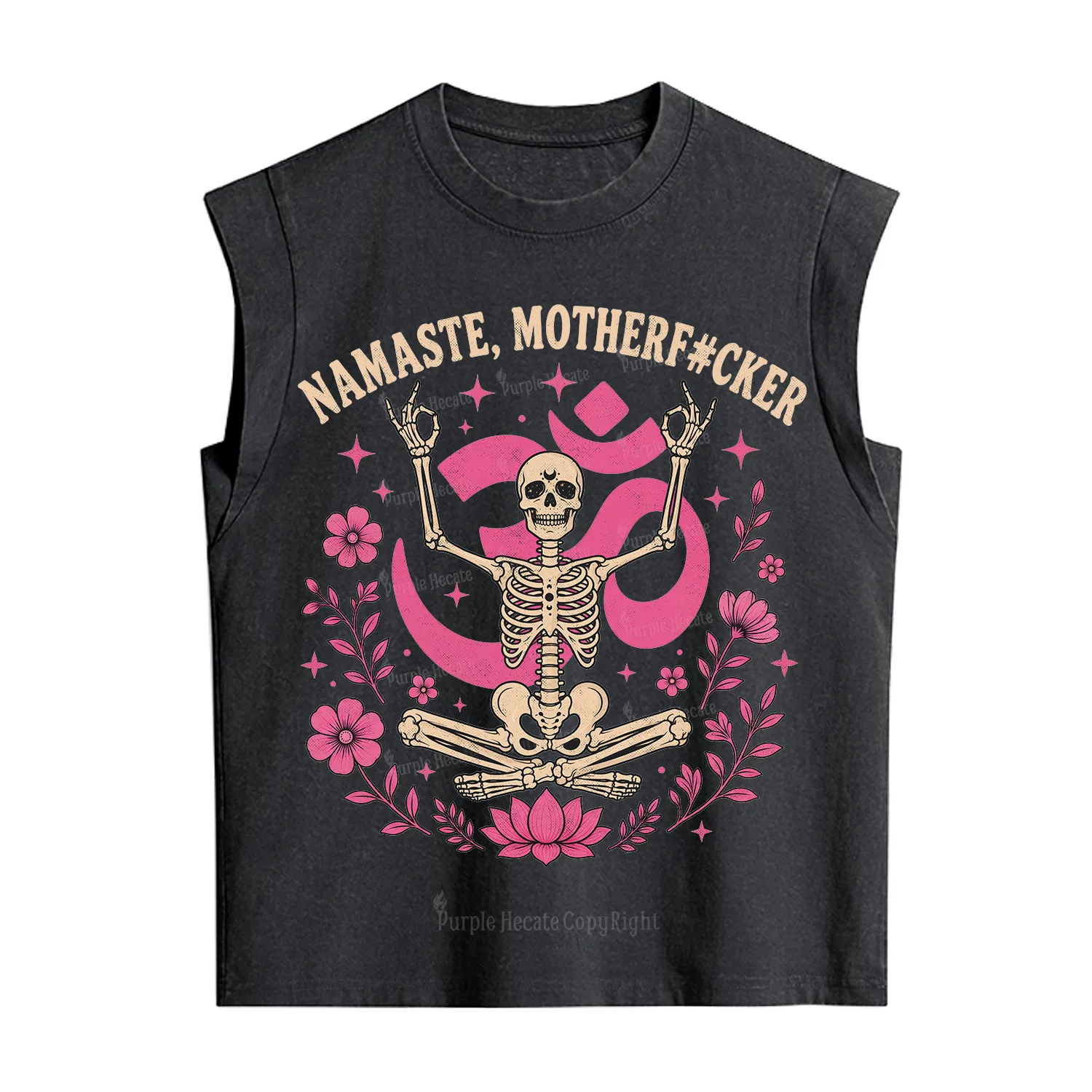 Purplehecate Namaste Motherf*cker Skeleton Vintage Washed Tank