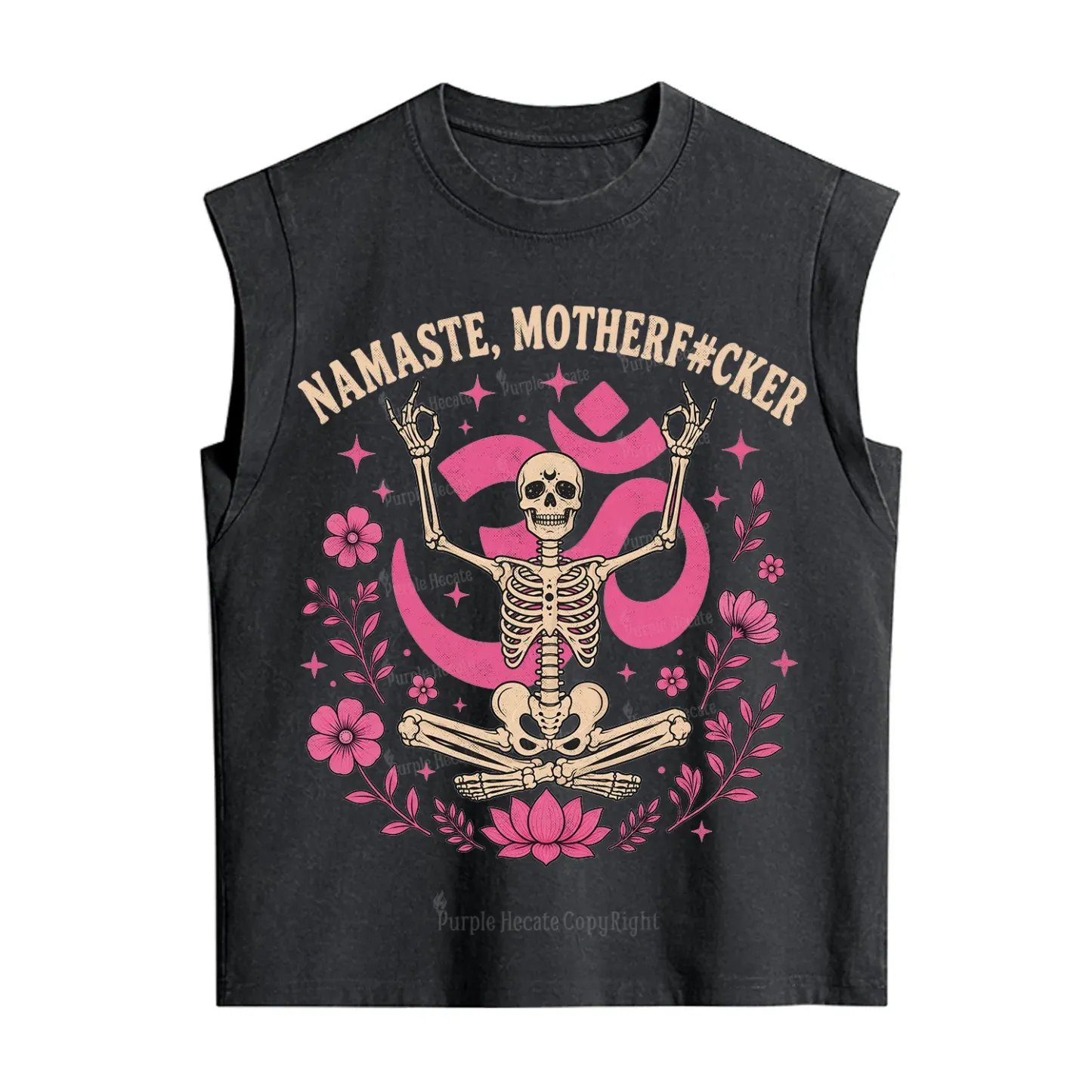 Purplehecate Namaste Motherf*cker Skeleton Vintage Washed Tank