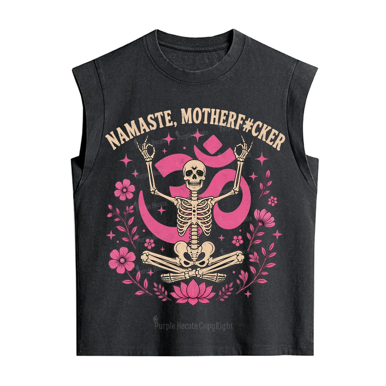Purplehecate Namaste Motherf*cker Skeleton Vintage Washed Tank