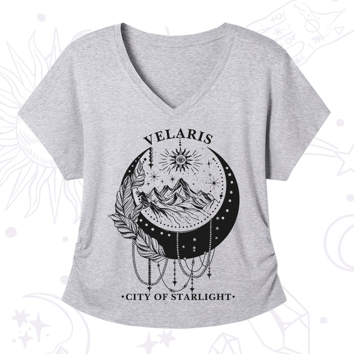 Purplehecate Moonlit Peaks of Starlight V-Neck T-Shirt