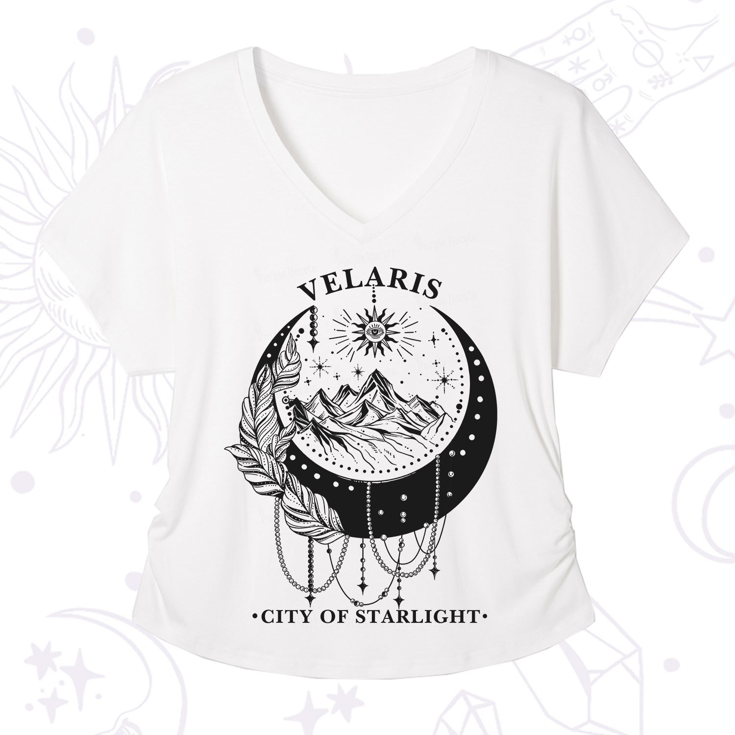 Purplehecate Moonlit Peaks of Starlight V-Neck T-Shirt