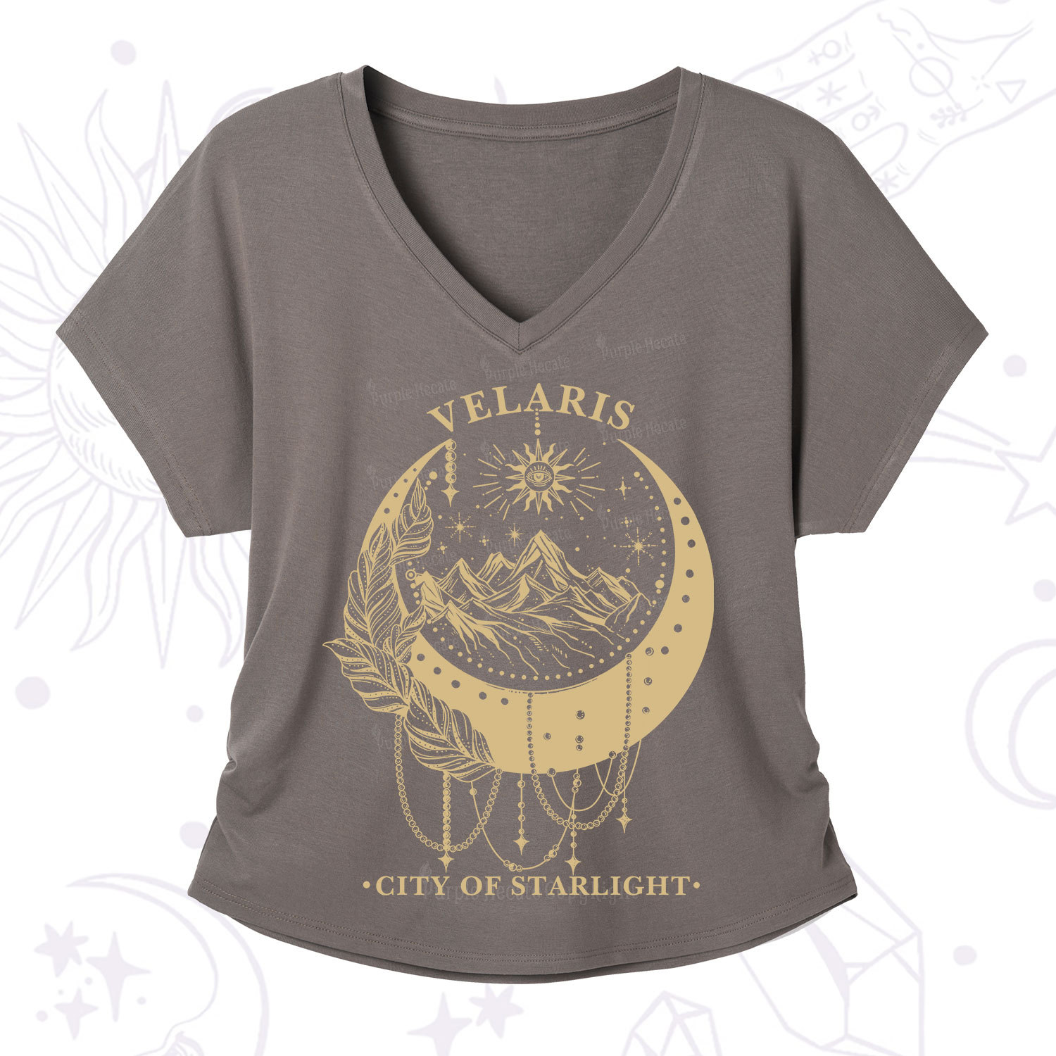 Purplehecate Moonlit Peaks of Starlight V-Neck T-Shirt