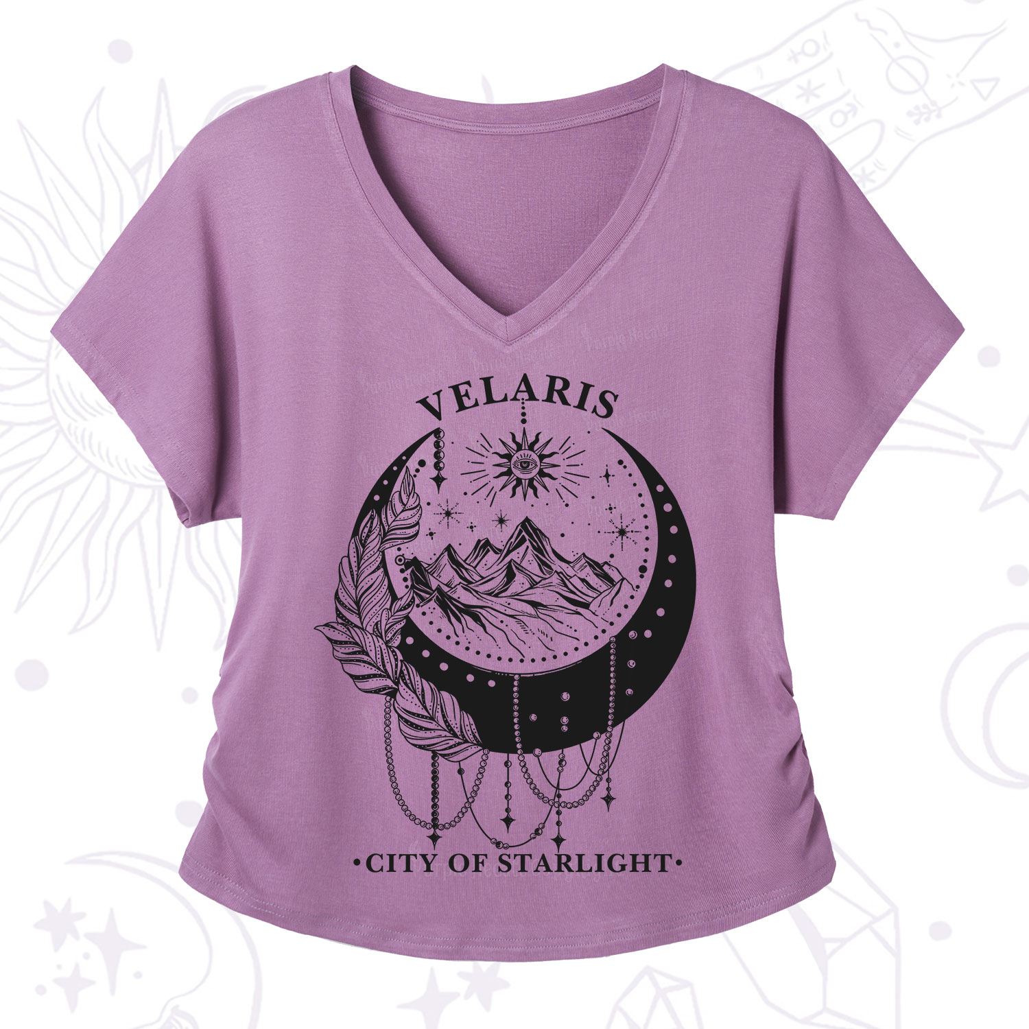 Purplehecate Moonlit Peaks of Starlight V-Neck T-Shirt