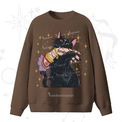 Purplehecate Feral Cat Fuzzy Ugly Sweater
