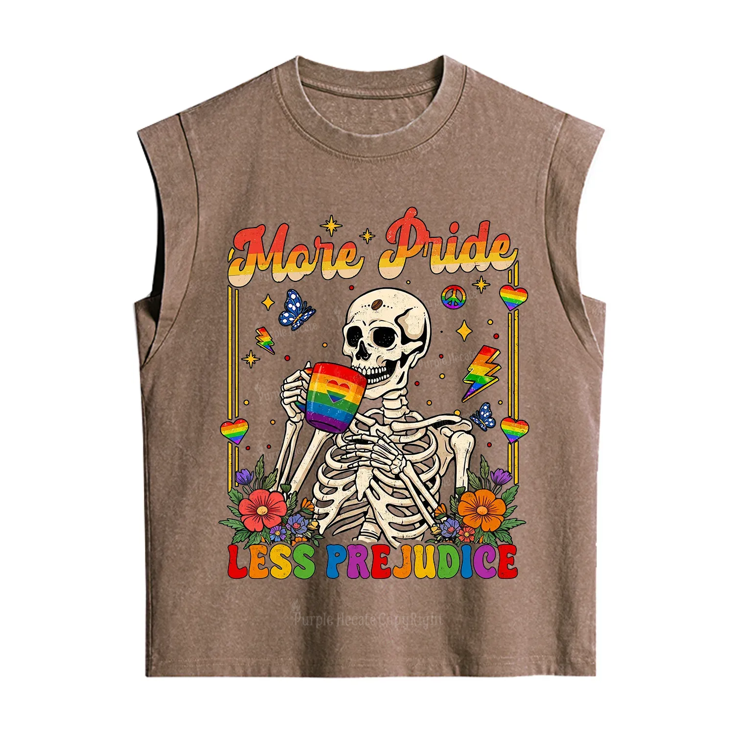 Purplehecate More Pride Less Prejudice Skeleton Vintage Washed Tank