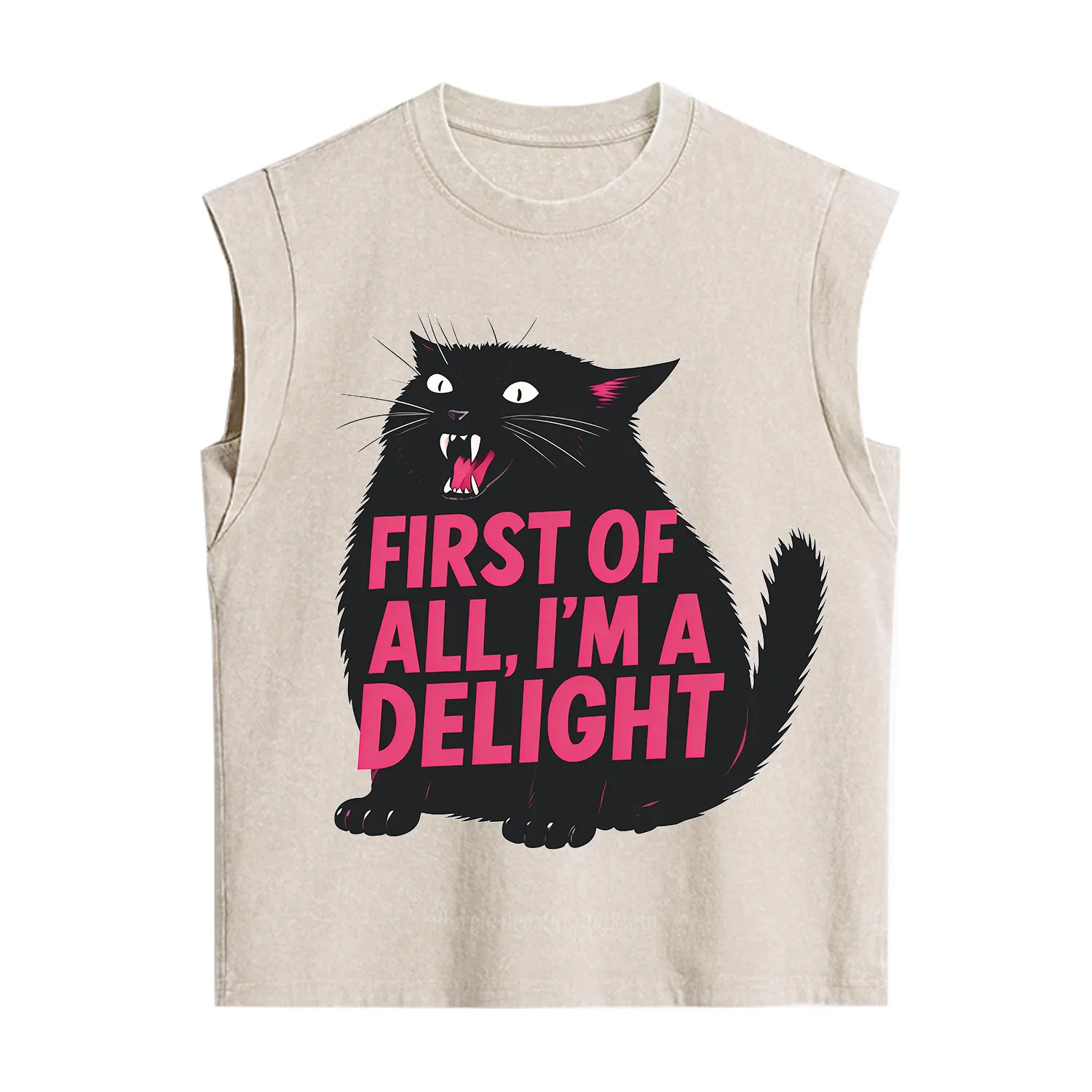 Purplehecate First Of All I'm A Delight Cat Vintage Washed Tank