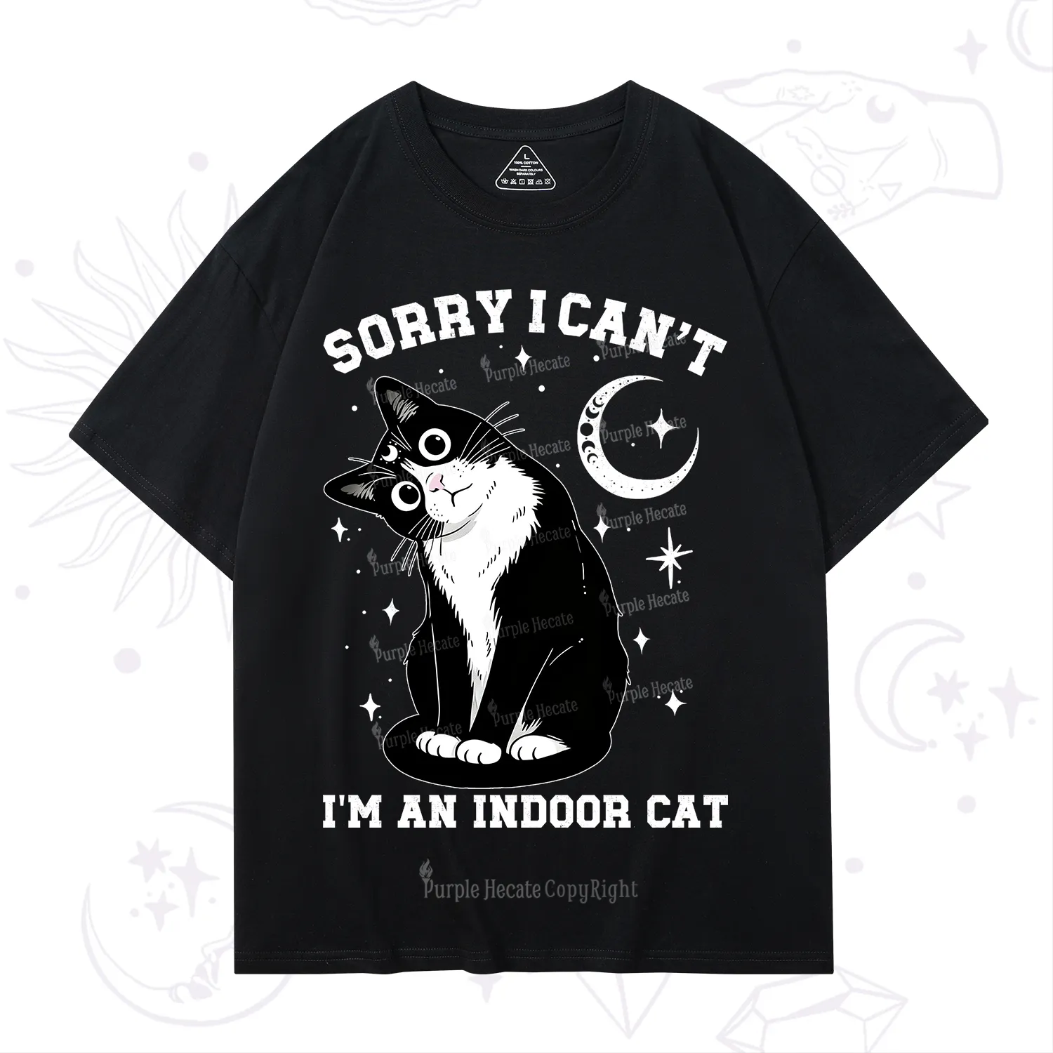 Purplehecate Sorry I Can't Go I'm an Indoor Cat T-Shirt