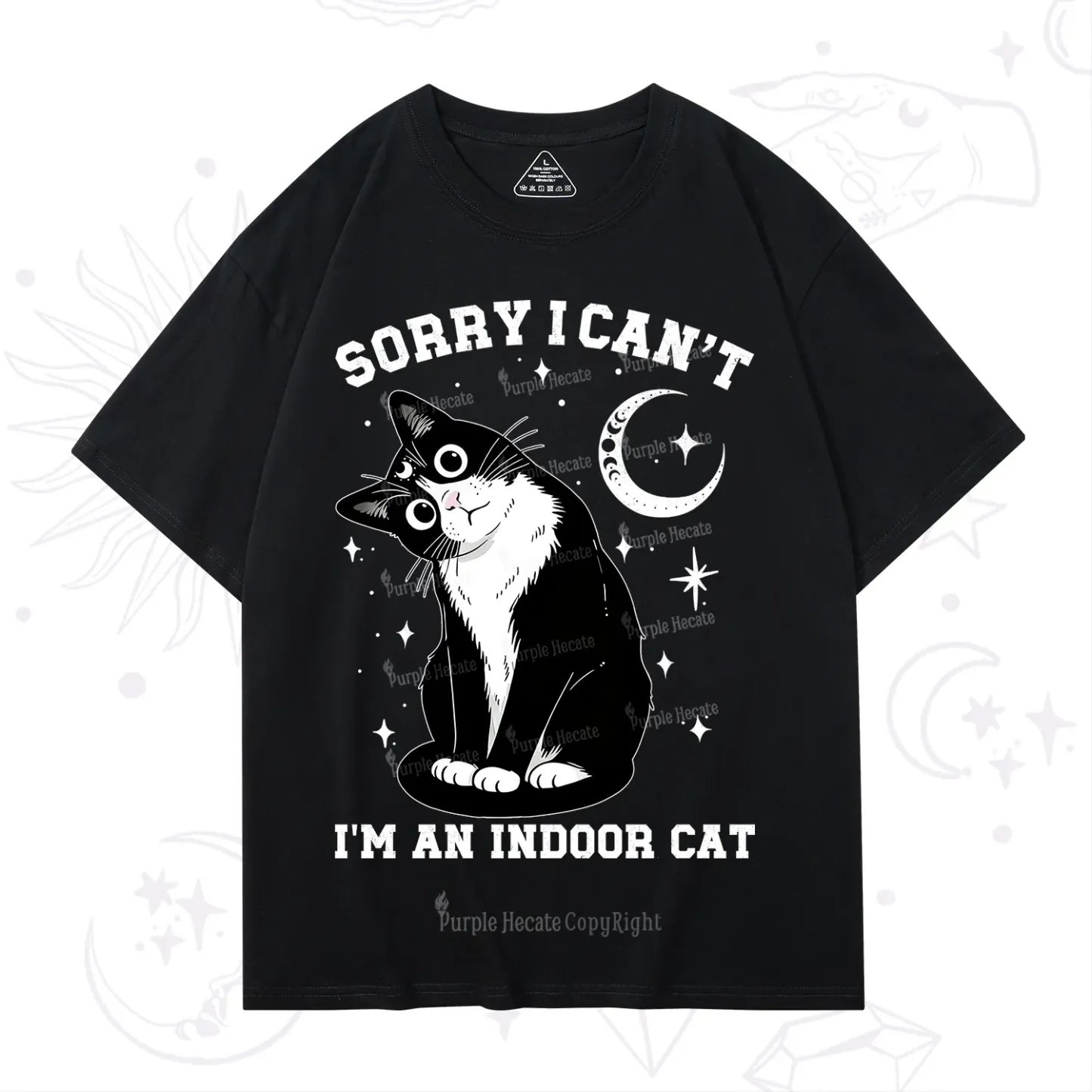 Purplehecate Sorry I Can't Go I'm an Indoor Cat T-Shirt