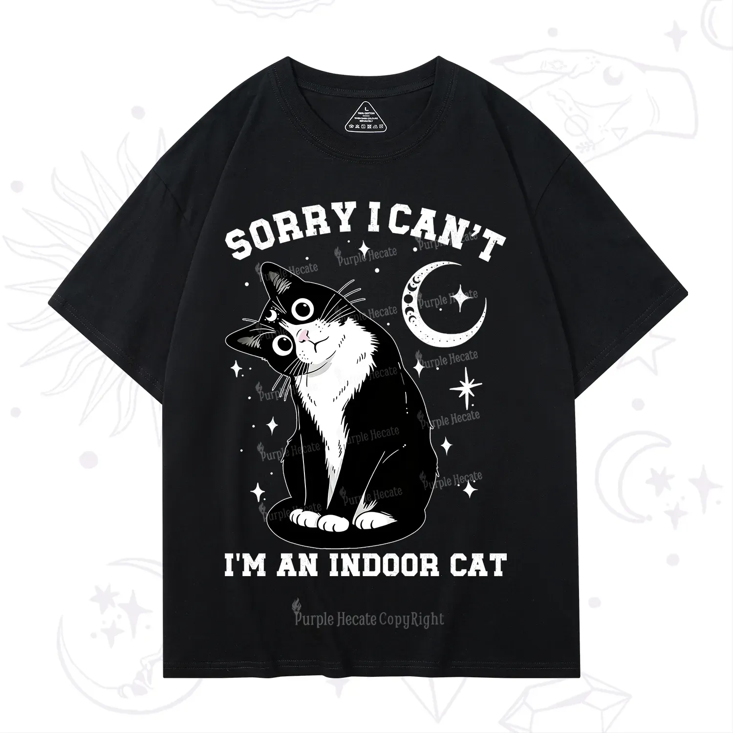 Purplehecate Sorry I Can't Go I'm an Indoor Cat T-Shirt