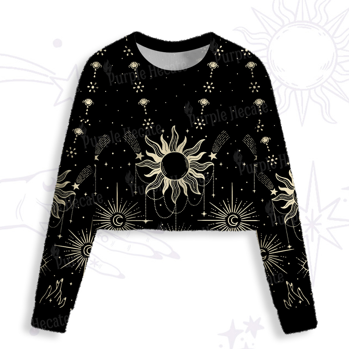 Purplehecate Solar Oracle Crop Fuzzy Ugly Sweatshirt