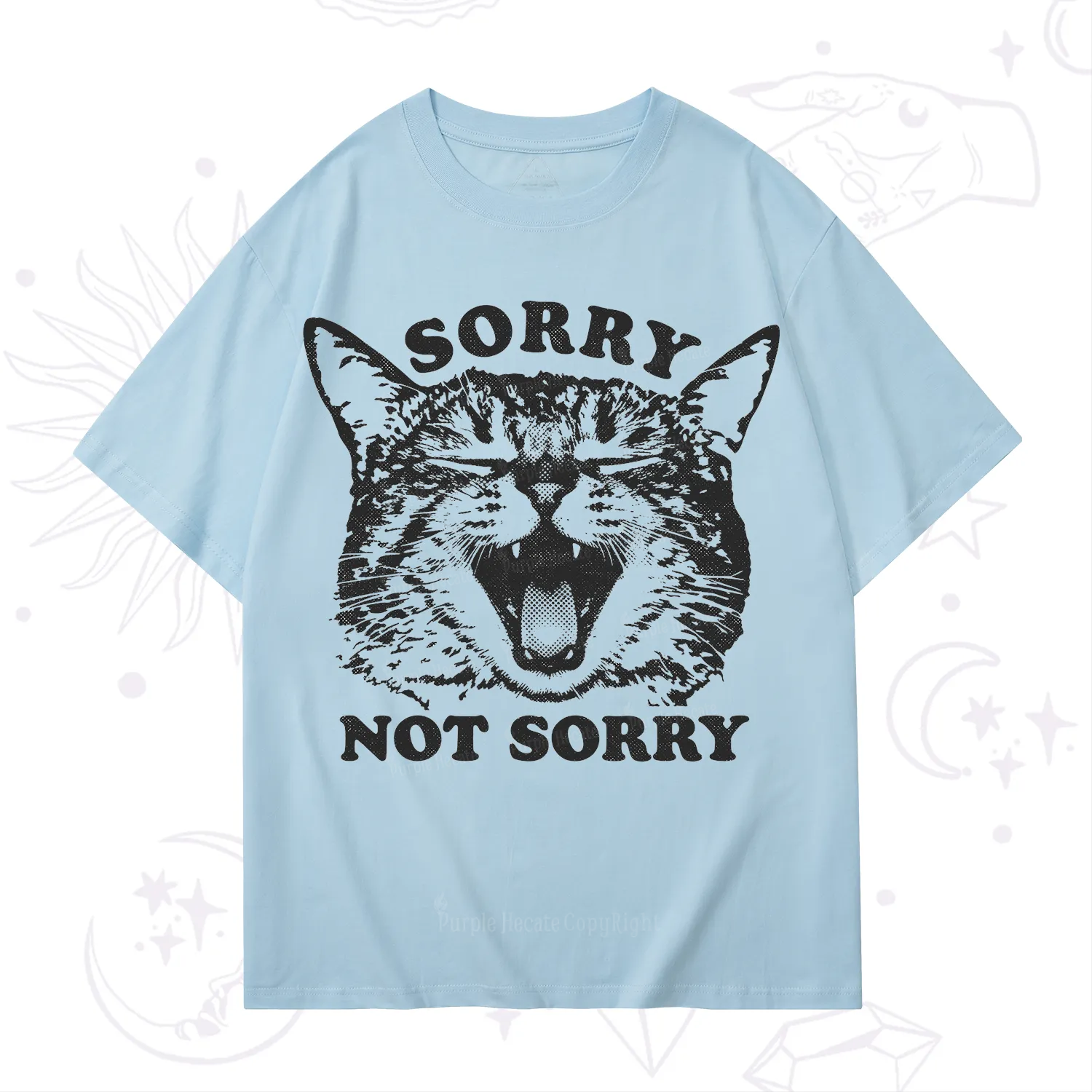 Purplehecate Sorry Not Sorry Funny Cat T-Shirt