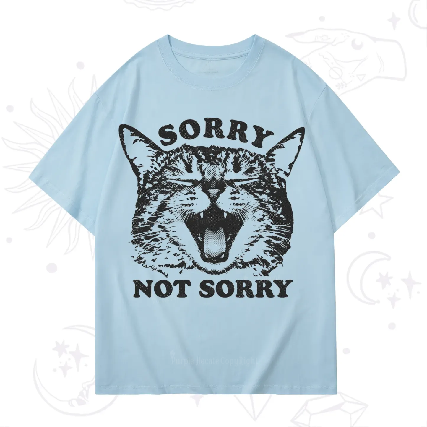 Purplehecate Sorry Not Sorry Funny Cat T-Shirt