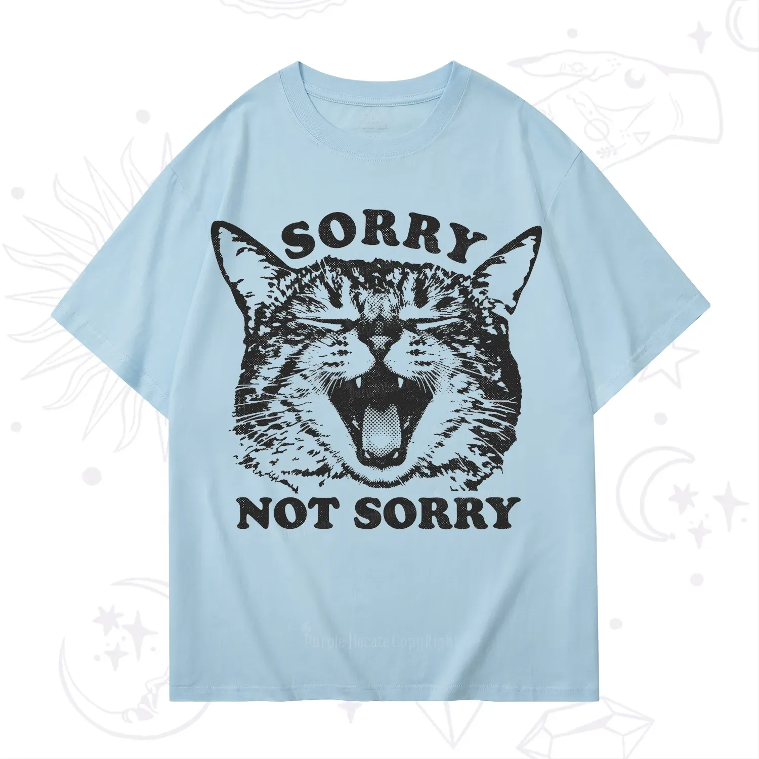 Purplehecate Sorry Not Sorry Funny Cat T-Shirt