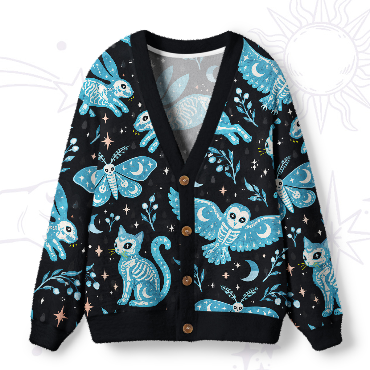 Purplehecate Mystic Midnight Creatures Ugly Cardigan Sweaters