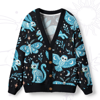Purplehecate Mystic Midnight Creatures Ugly Cardigan Sweaters