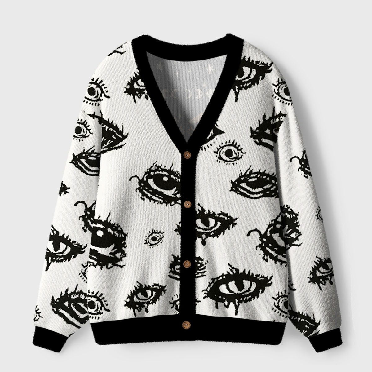 Purplehecate Surreal Eyes Ugly Cardigan Sweaters