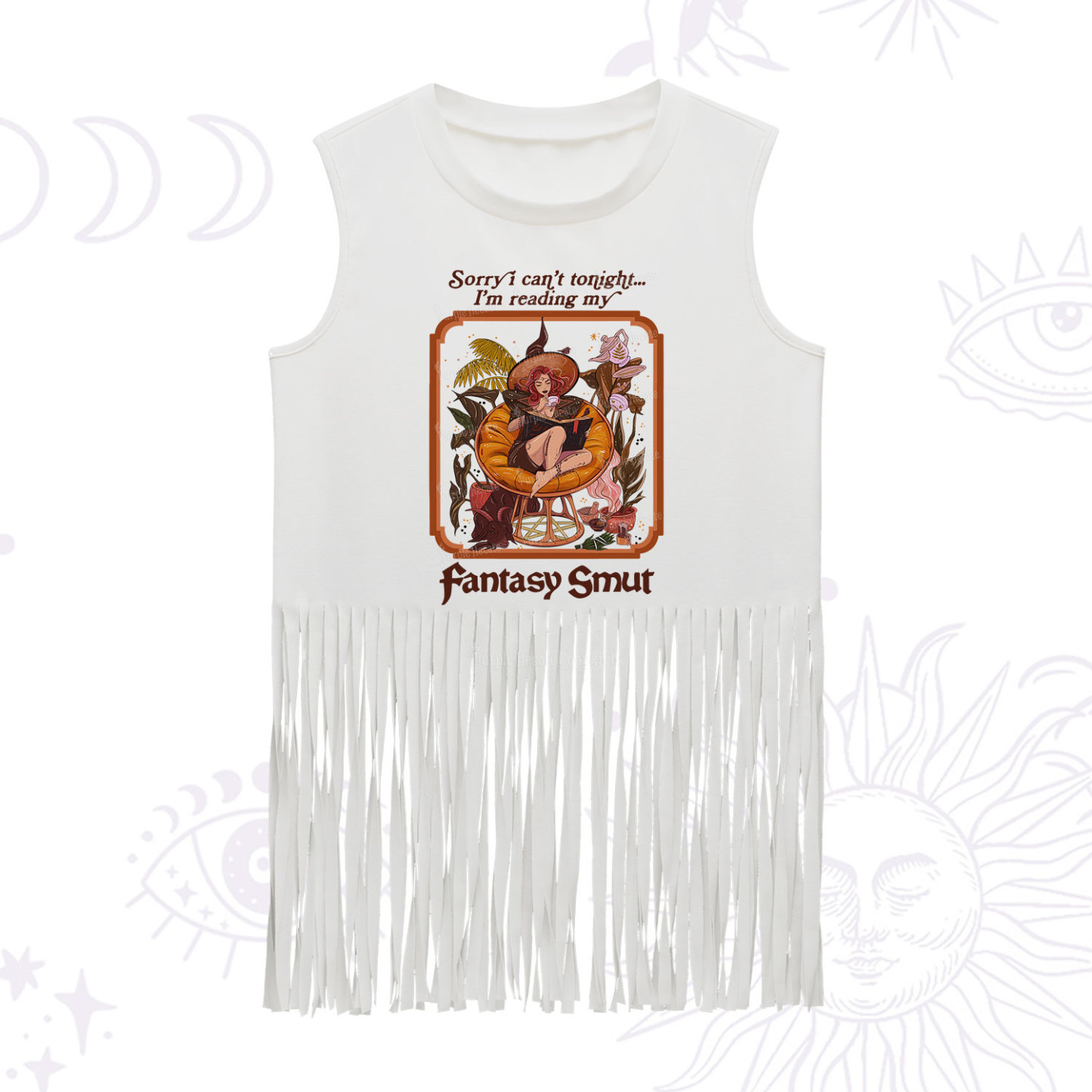 Purplehecate Sorry I Can't Tonight I'm Reading My Fantasy Smut Fringe Tank Top