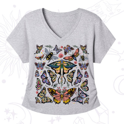 Purplehecate Mystical Butterfly & Moth V-Neck T-Shirt