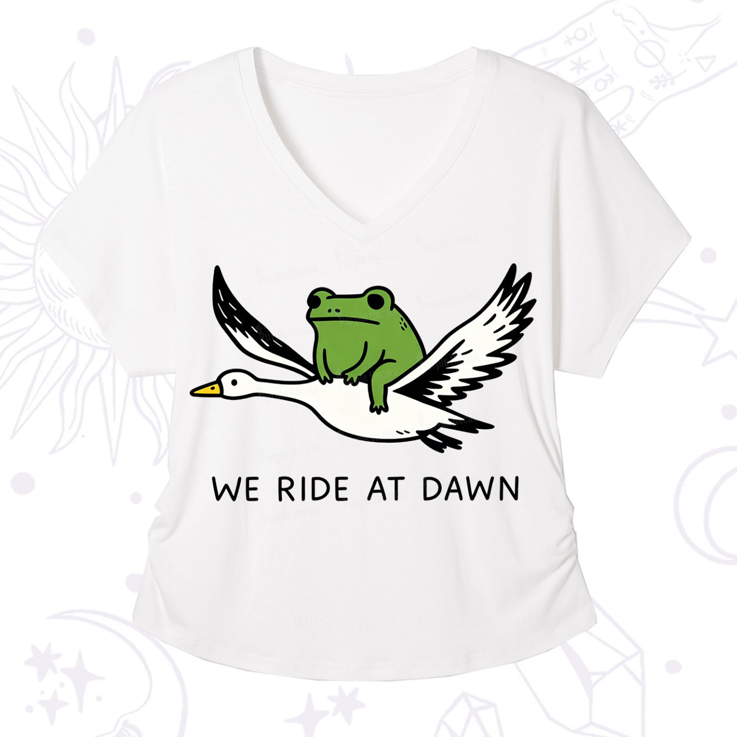 Purplehecate We Ride at Dawn V-Neck T-Shirt