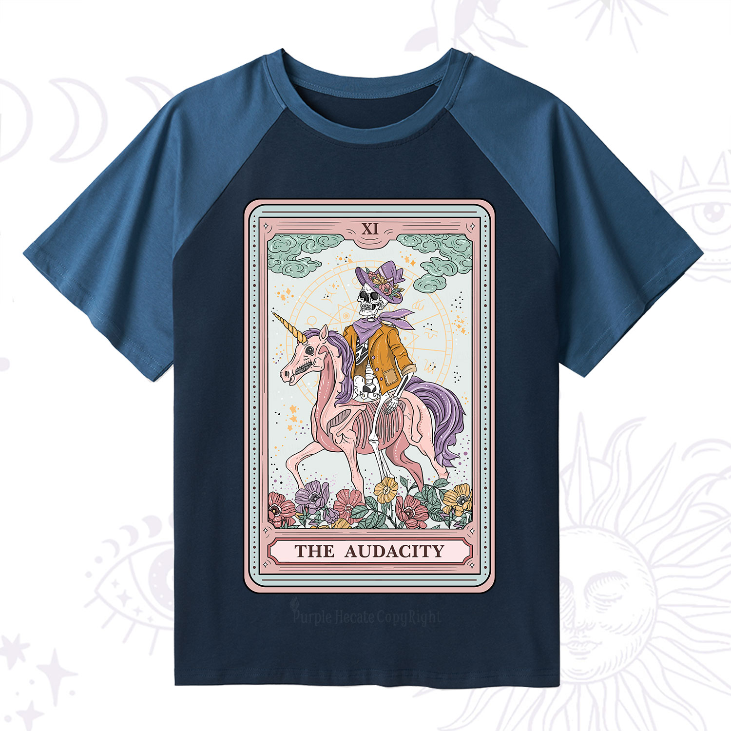 Purplehecate The Audacity Tarot Card Raglan Short Sleeve T‑Shirt