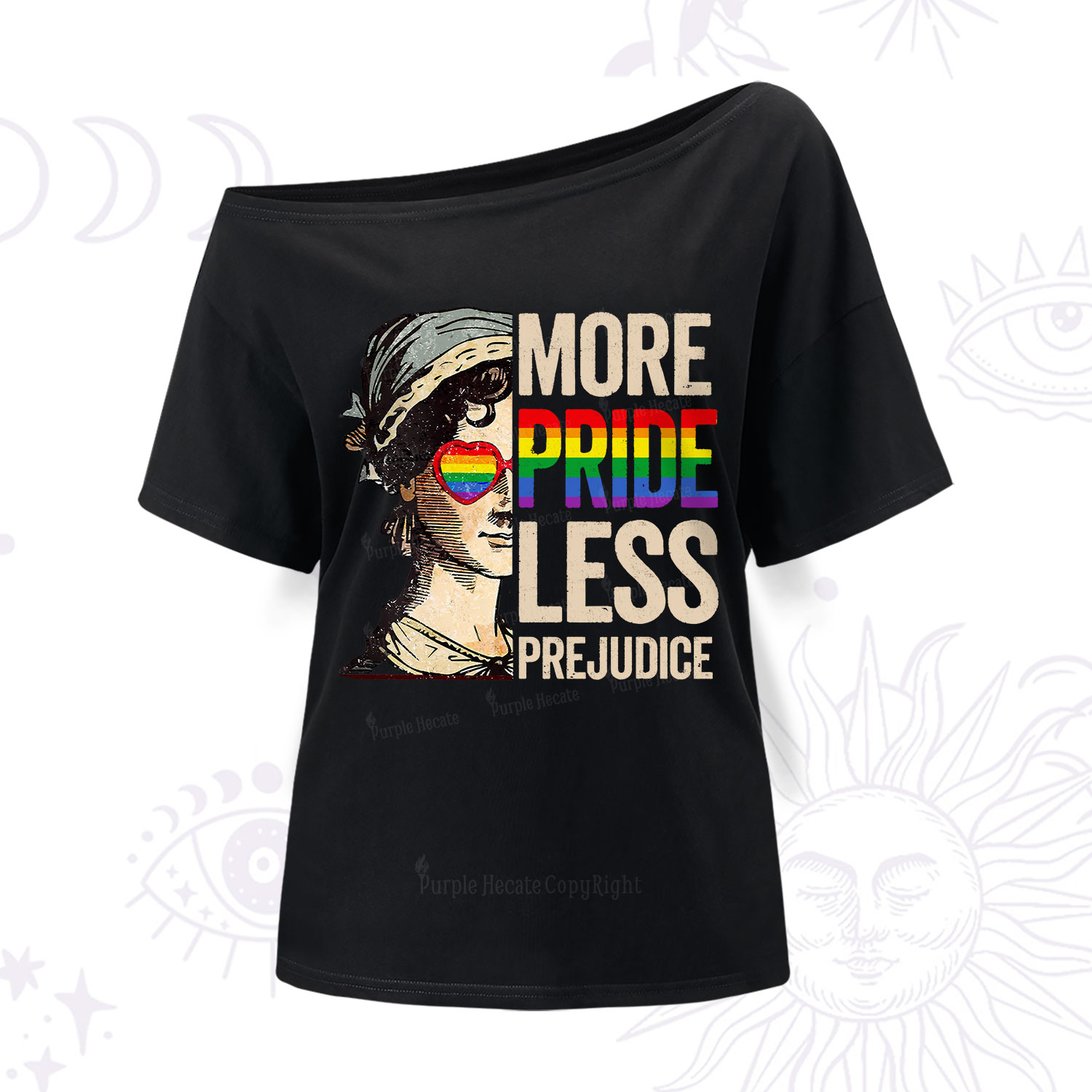 Purplehecate More Pride Less Prejudice Rainbow One Shoulder T-Shirt