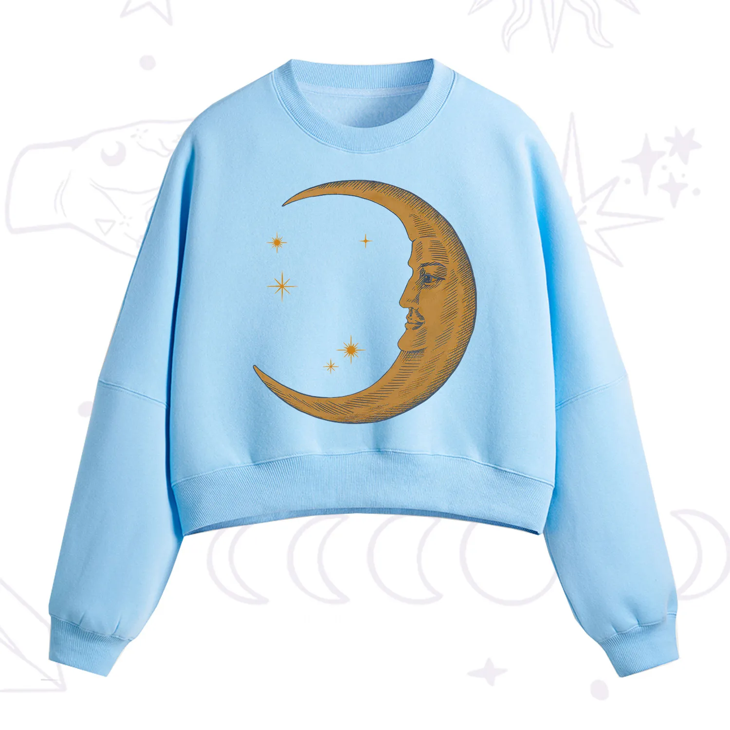 Purplehecate Celestial Moon Fleece Cropped Sweatshirt