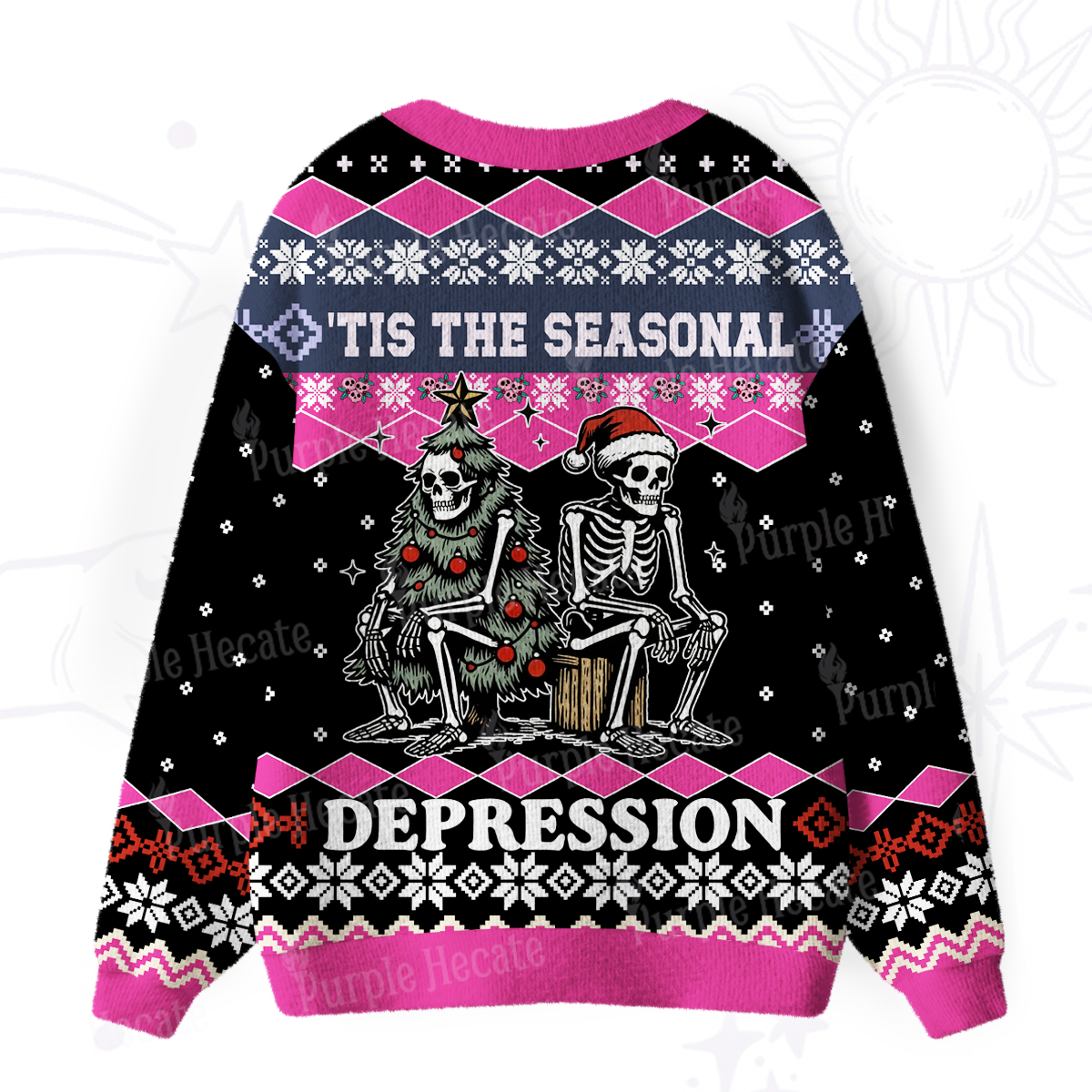 Purplehecate Seasonal Depression Christmas Ugly Cardigan Sweaters