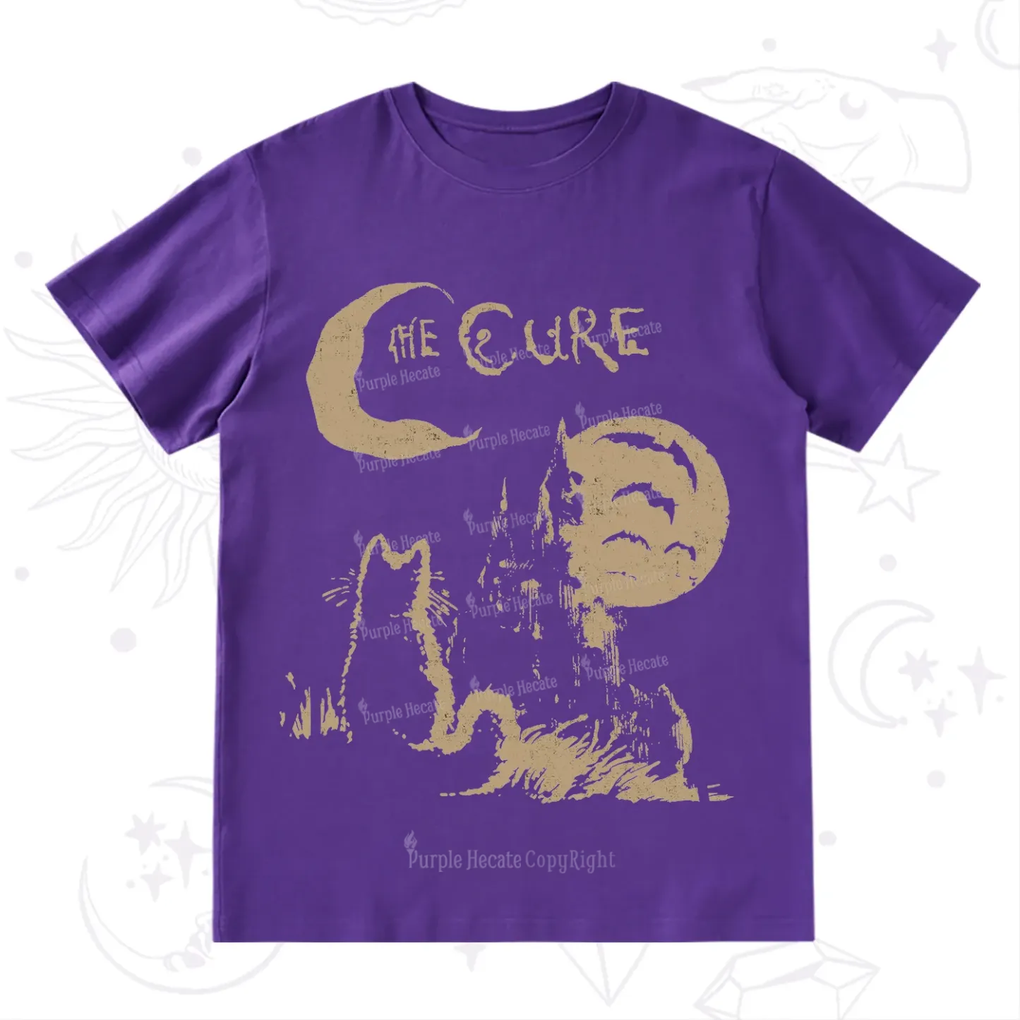 Purplehecate Goth Moon Cat Post-Punk T-Shirt