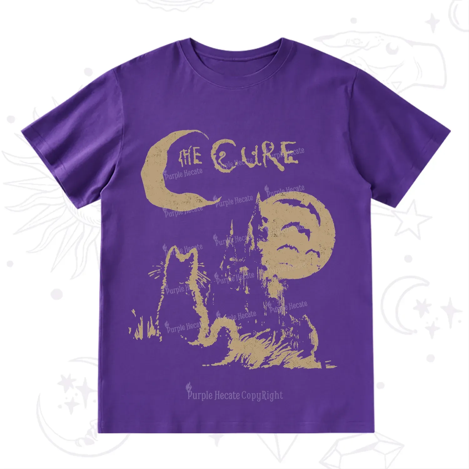 Purplehecate Goth Moon Cat Post-Punk T-Shirt