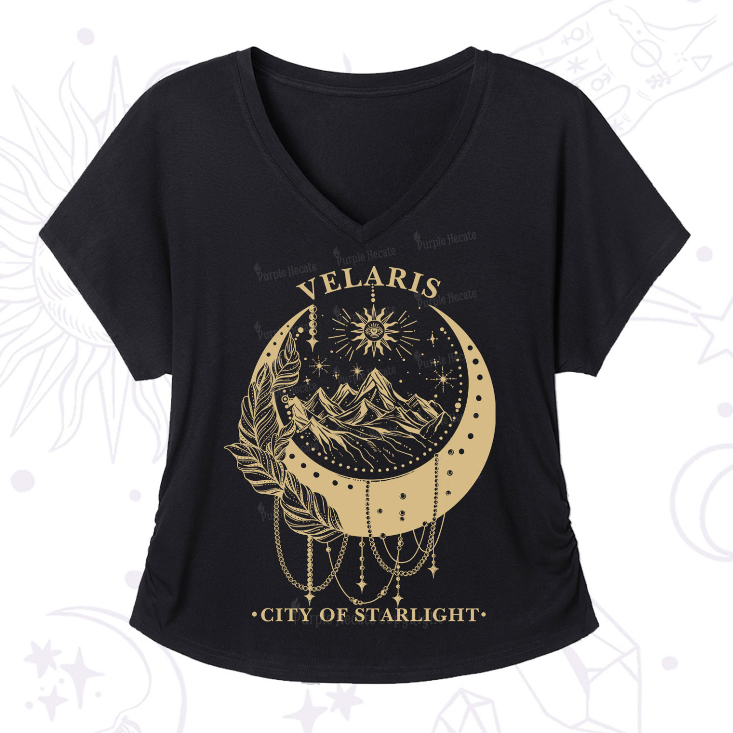 Purplehecate Moonlit Peaks of Starlight V-Neck T-Shirt