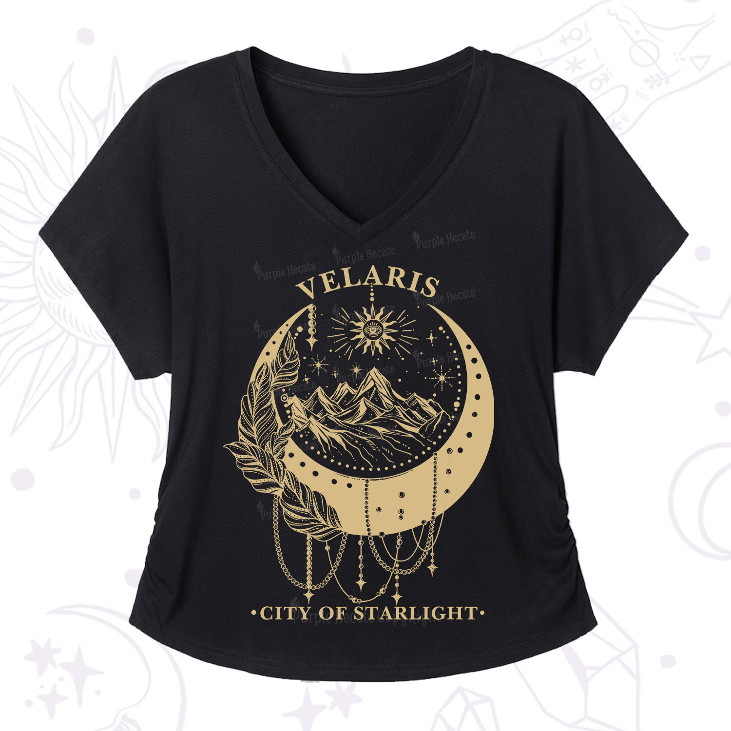 Purplehecate Moonlit Peaks of Starlight V-Neck T-Shirt
