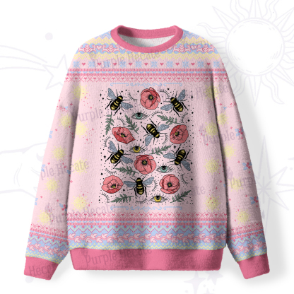 Purplehecate The Bee's Knees Fuzzy Ugly Christmas Sweatshirt
