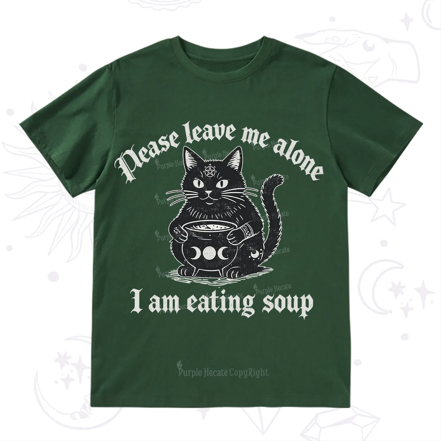 Purplehecate Magic Cat Eating Soup T-Shirt