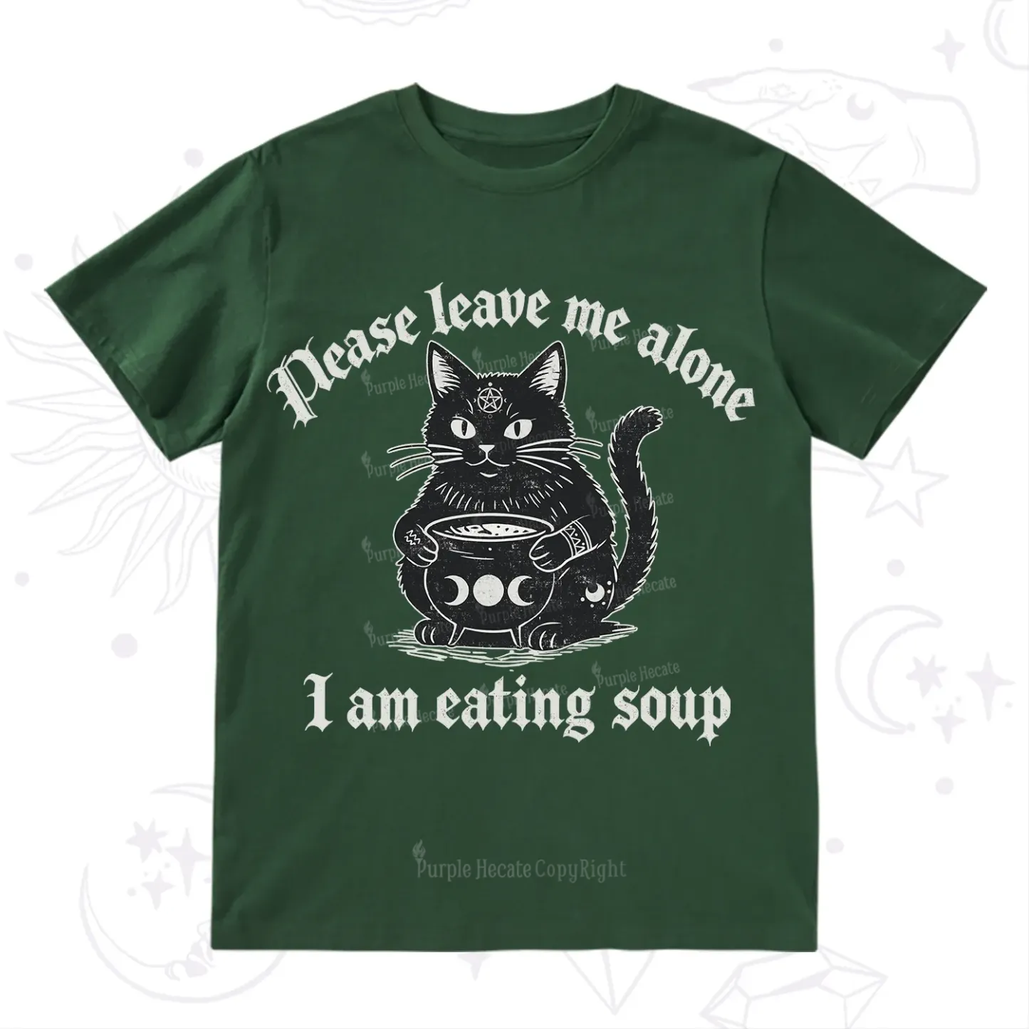 Purplehecate Magic Cat Eating Soup T-Shirt