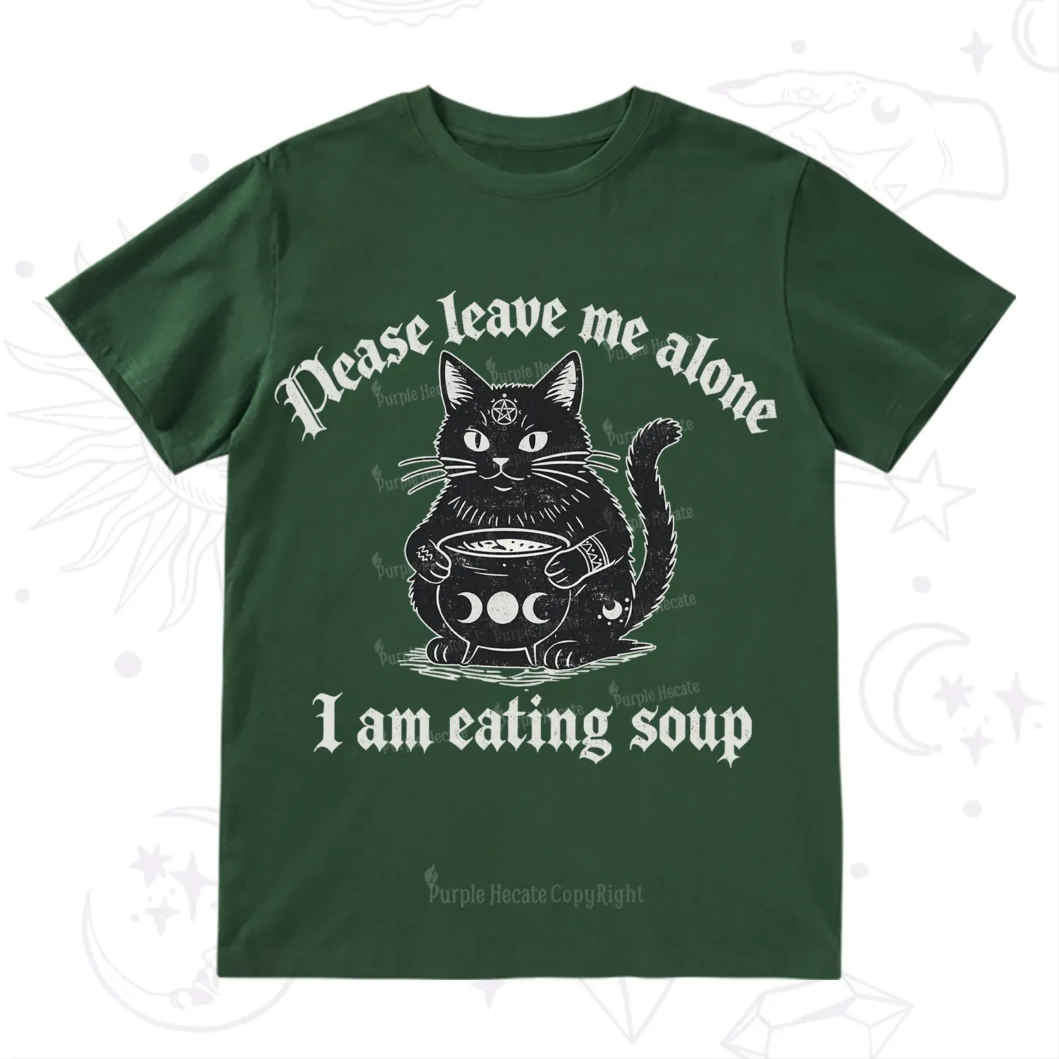 Purplehecate Magic Cat Eating Soup T-Shirt