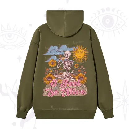 Purplehecate I feel So Alive Dancing Sarcastic Skeleton Hoodie