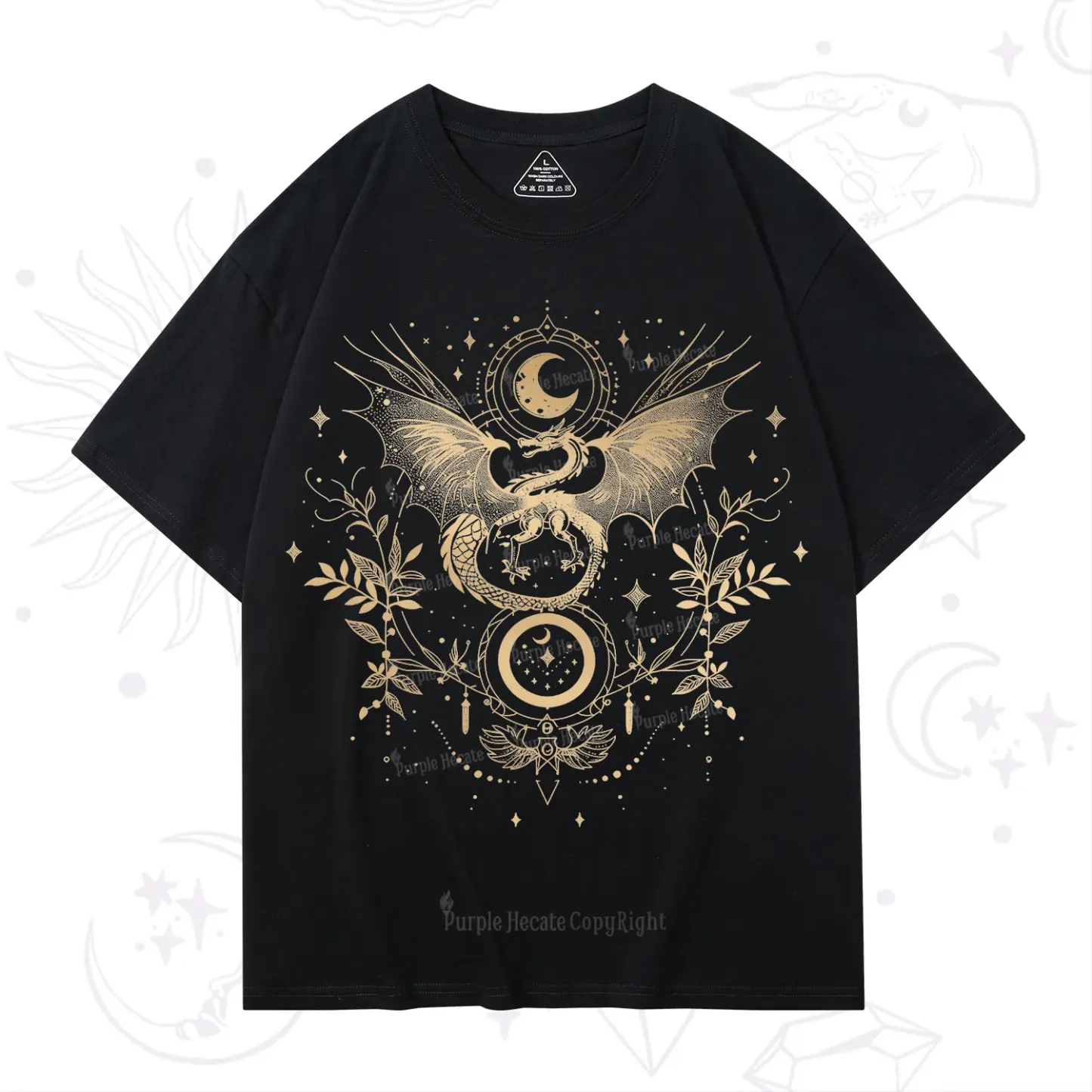 Purplehecate Celestial Dragon Moon Phase T-Shirt