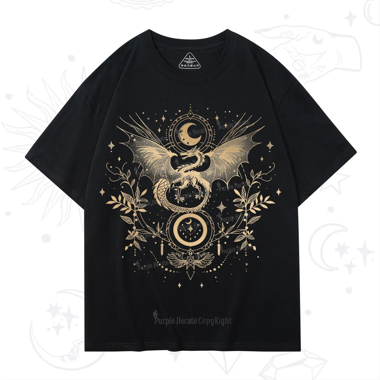 Purplehecate Celestial Dragon Moon Phase T-Shirt