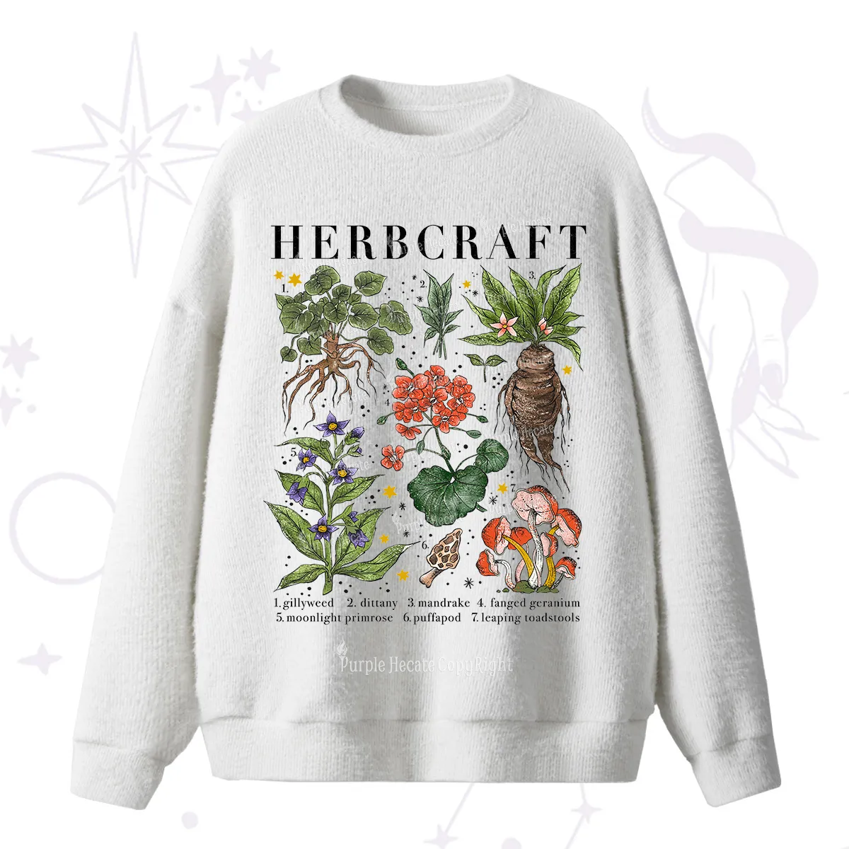 Purplehecate Magical Herbcraft Fuzzy Ugly Sweater