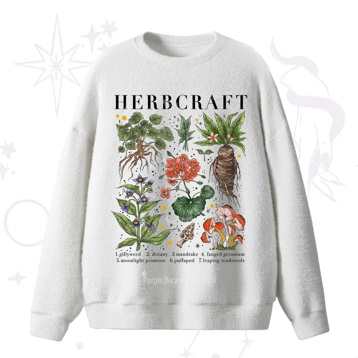 Purplehecate Magical Herbcraft Fuzzy Ugly Sweater