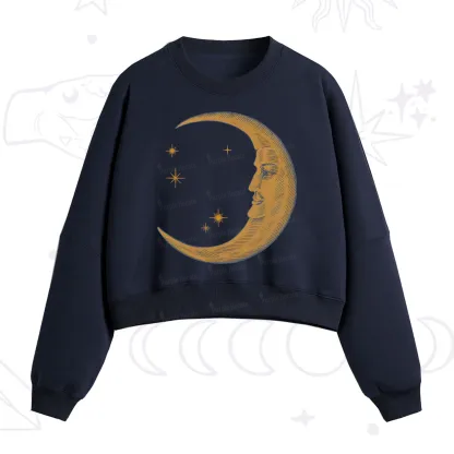 Purplehecate Celestial Moon Fleece Cropped Sweatshirt