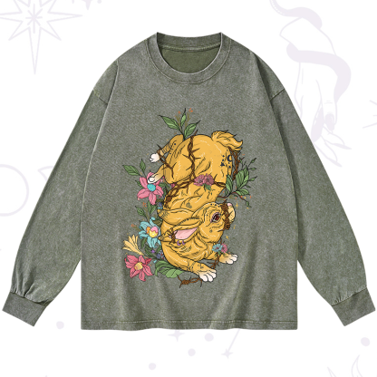 Purplehecate Thorn Bunny Easter Washed Long Sleeve Shirt
