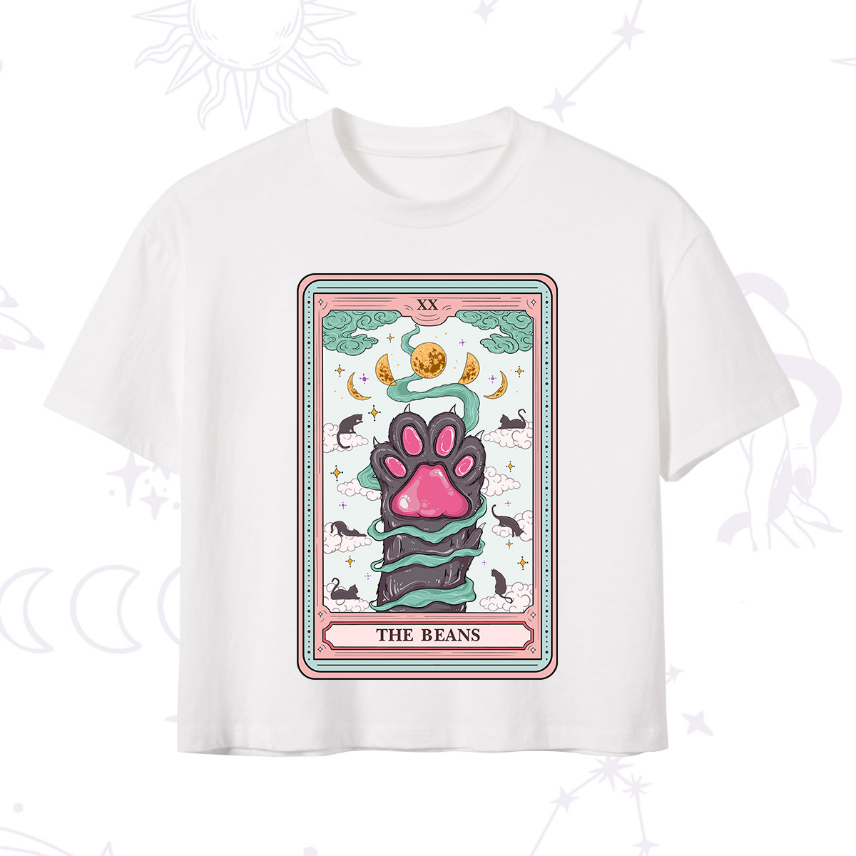 Purplehecate The Beans Cat Tarot Crop T-Shirt