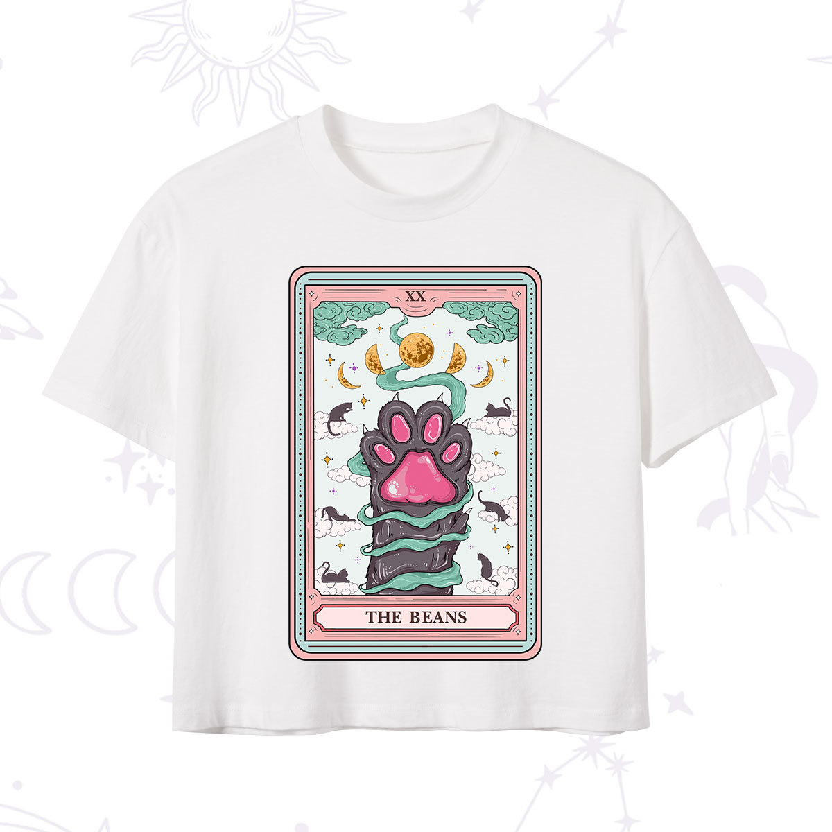 Purplehecate The Beans Cat Tarot Crop T-Shirt