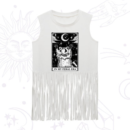 Purplehecate The In My Feral Era Oracle Card Fringe Tank Top