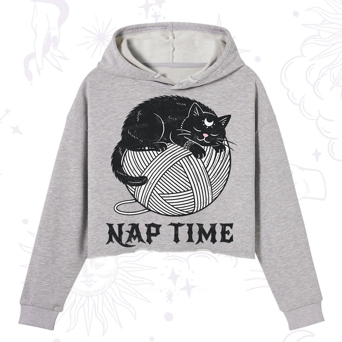 Purplehecate Nap Time Cat Crop Hoodie