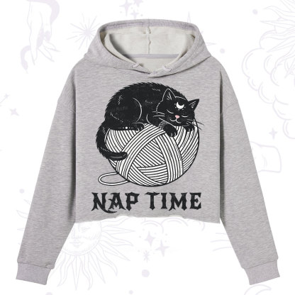 Purplehecate Nap Time Cat Crop Hoodie
